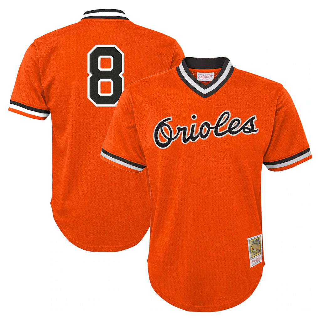 MATTH B.Orioles #8 Cal Ripken Player Orange Mitchell & Ness Cooperstown Collection Mesh T-shirt Game Stitched Jerseys