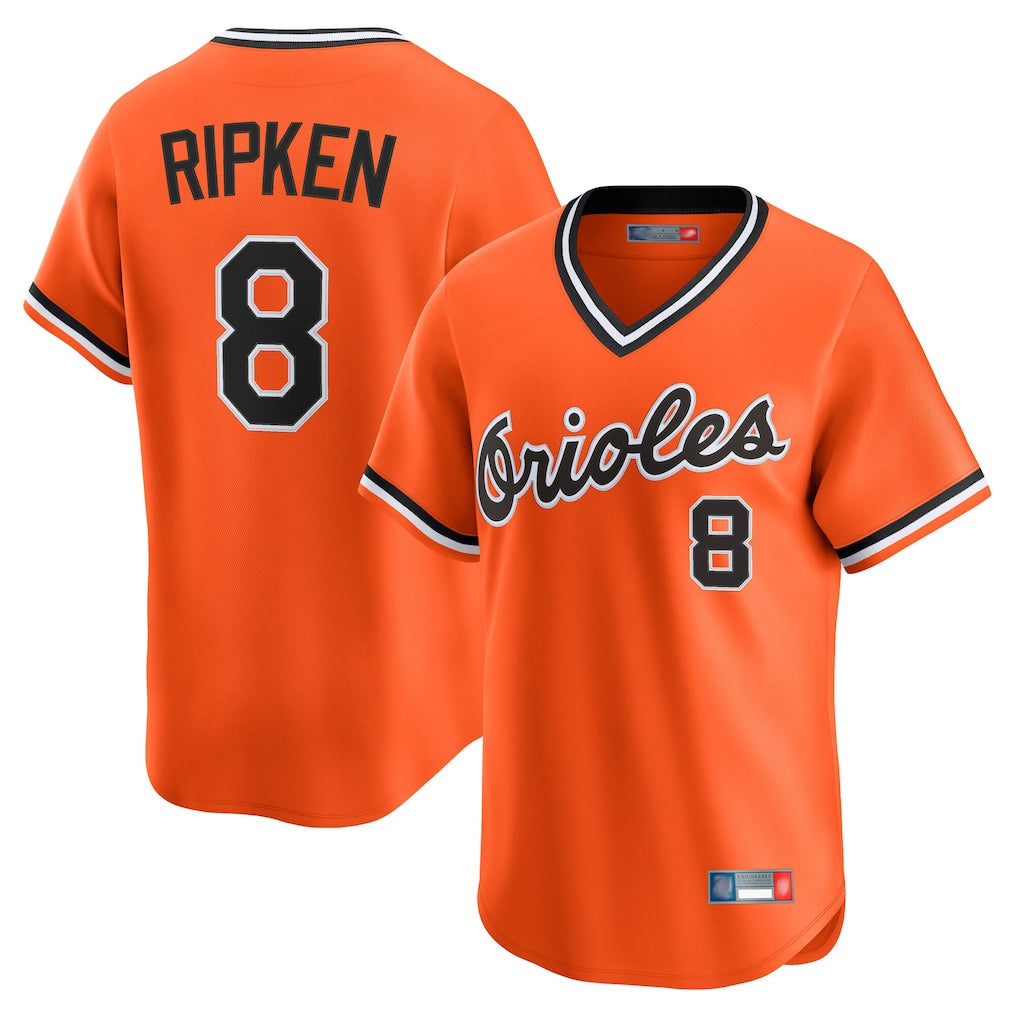 MATTH B.Orioles #8 Cal Ripken Player Orange T-shirt Limited Home Game Stitched Jerseys
