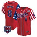 MATTH B.Orioles #8 Cal Ripken Player Red USA 250 Independence Day Vapor Premier Limited Home Game Stitched Jerseys
