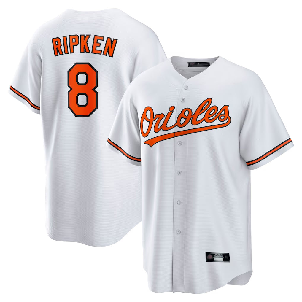 MATTH B.Orioles #8 Cal Ripken Player White Home Game Stitched Jerseys