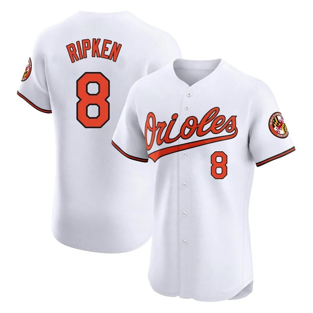 MATTH B.Orioles #8 Cal Ripken Player White Limited Elite Home Game Stitched Jerseys