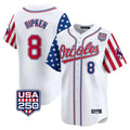MATTH B.Orioles #8 Cal Ripken Player White USA 250 Independence Day Vapor Premier Home Game Stitched Jerseys