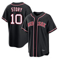 MATTH B.Red Sox #10 Trevor Story Player Black Out Home Game Stitched Jerseys