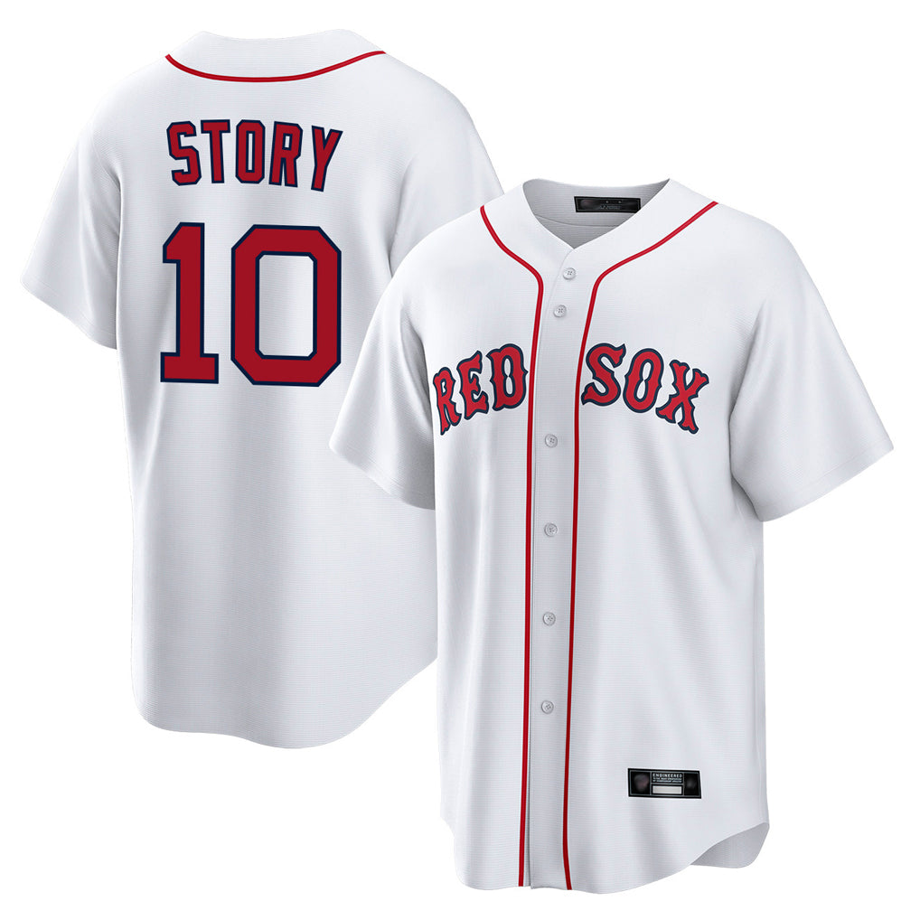 MATTH B.Red Sox #10 Trevor Story Player White Home Game Stitched Jerseys