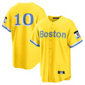 MATTH B.Red Sox #10 Trevor Story Player Yellow Home Game Stitched Jerseys