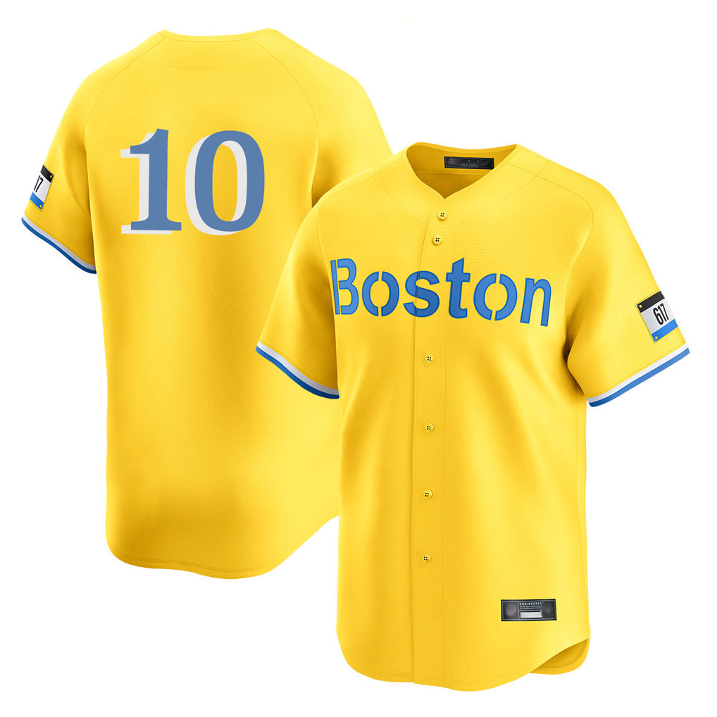 MATTH B.Red Sox #10 Trevor Story Player Yellow Limited Home Game Stitched Jerseys