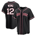 MATTH B.Red Sox #12 Connor Wong Player Black Out Home Game Stitched Jerseys