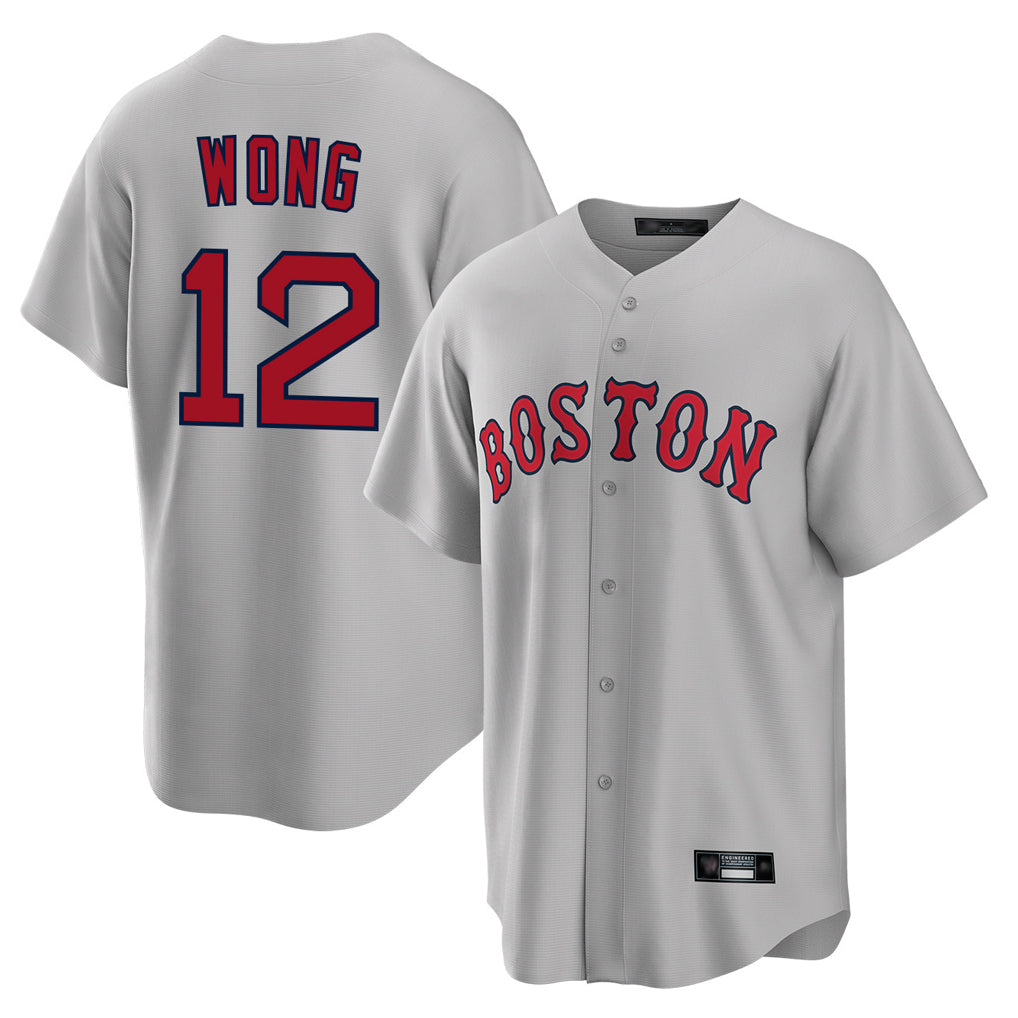 MATTH B.Red Sox #12 Connor Wong Player Gray Road Home Game Stitched Jerseys