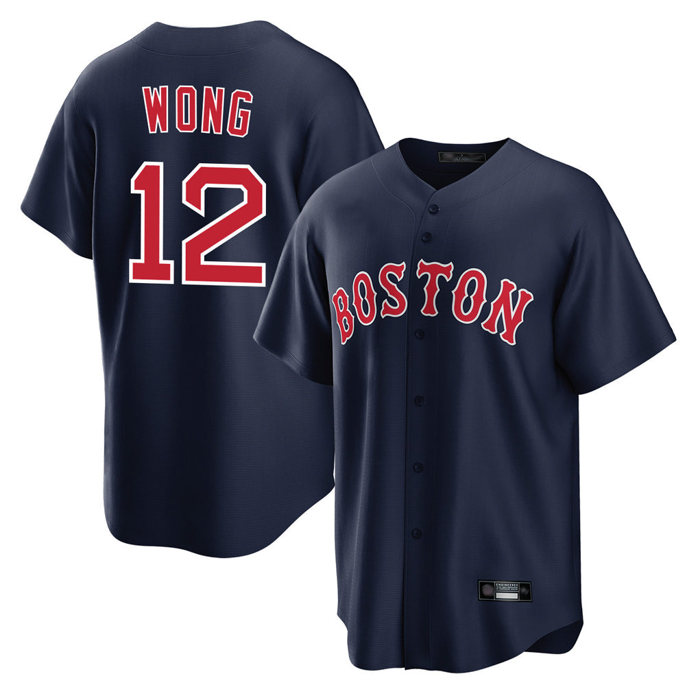 MATTH B.Red Sox #12 Connor Wong Player Navy Home Game Stitched Jerseys