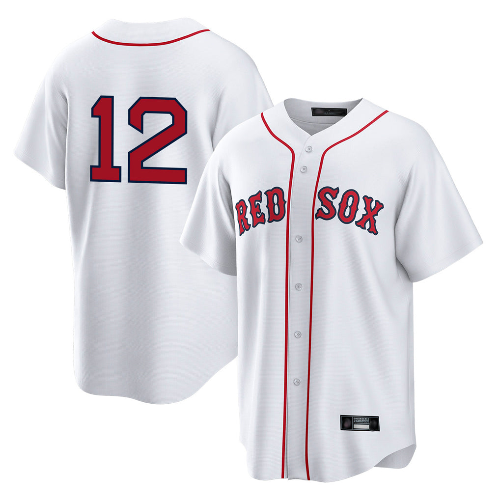MATTH B.Red Sox #12 Connor Wong Player White Home Game Stitched Jerseys