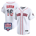 MATTH B.Red Sox #16 Jarren Duran Player White USA 250 Fourth of July Limited Home Game Stitched Jerseys