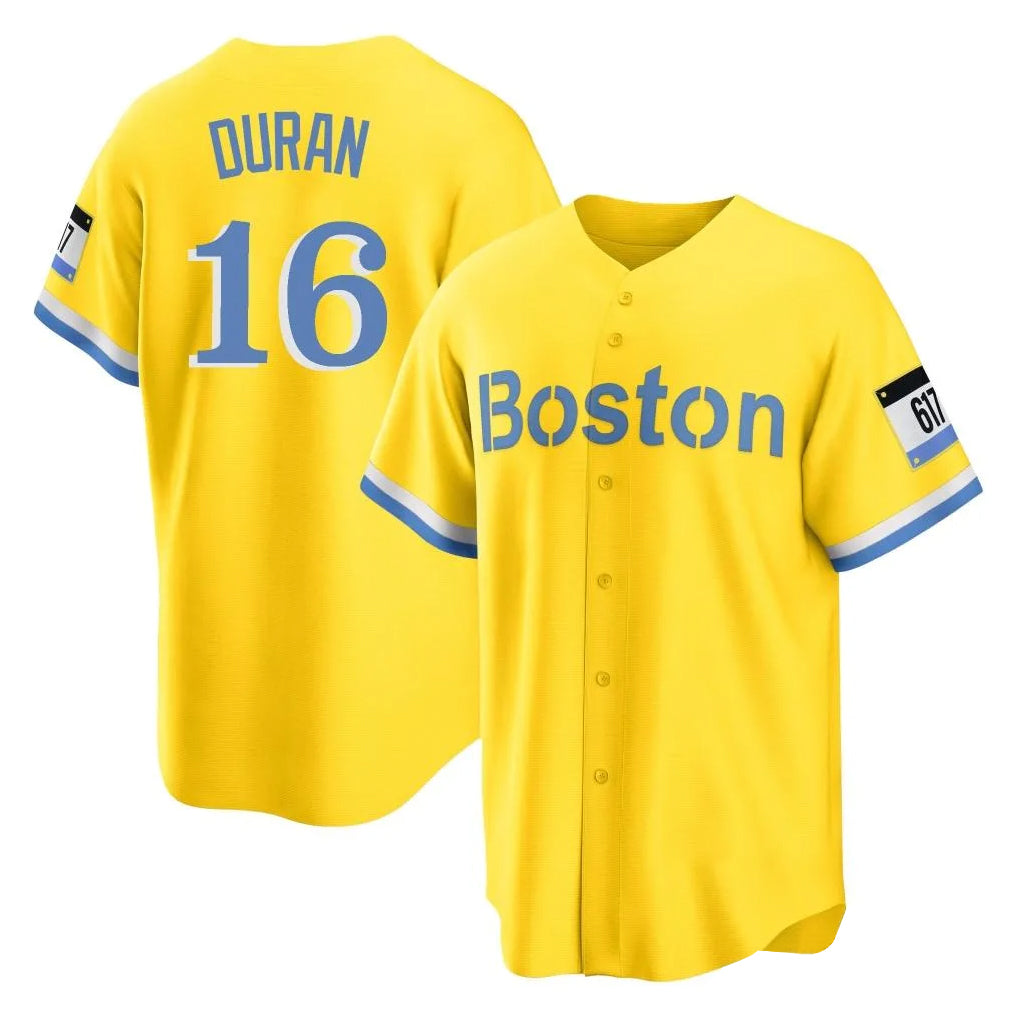 MATTH B.Red Sox #16 Jarren Duran Player Yellow Home Game Stitched Jersey