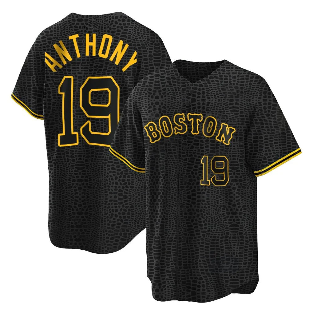 MATTH B.Red Sox #19 Roman Anthony Player Black Snake Skin City Home Game Stitched Jerseys