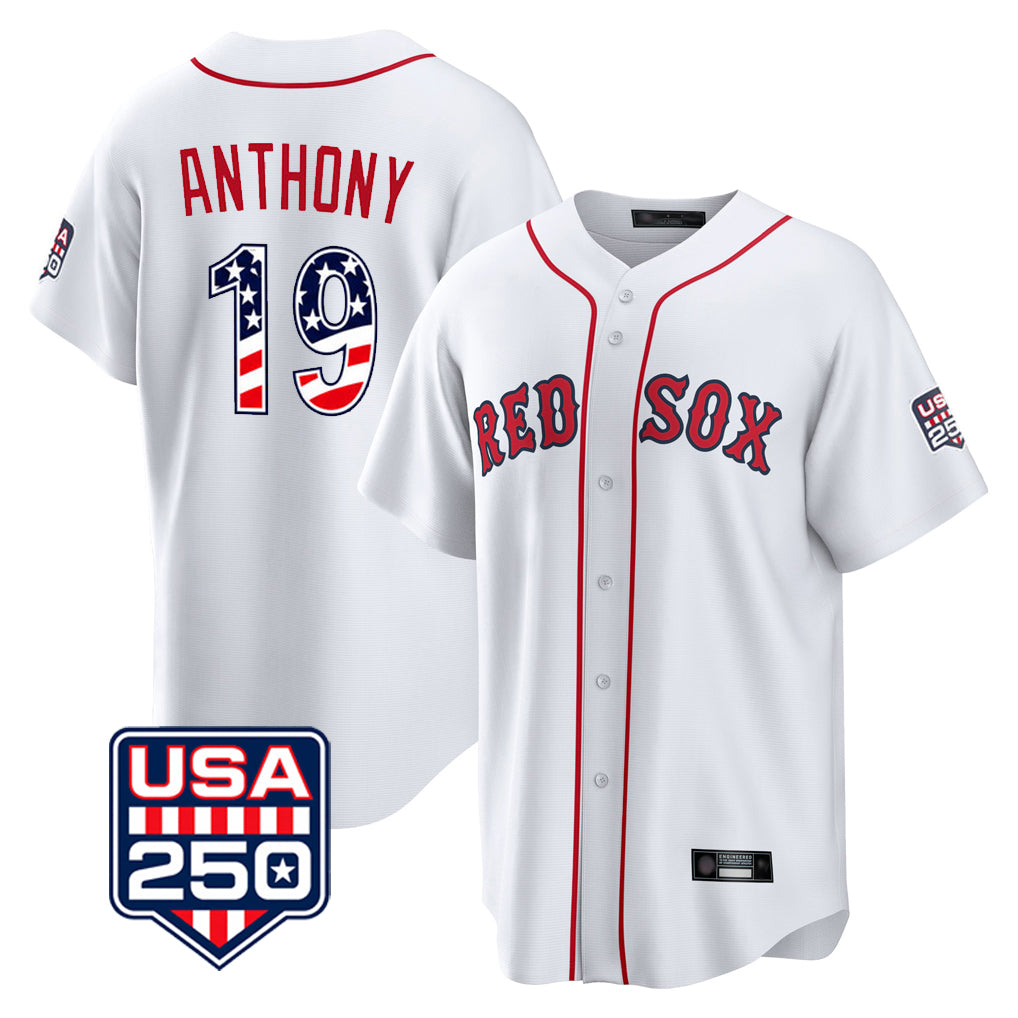 MATTH B.Red Sox #19 Roman Anthony Player White USA 250 Fourth of July Home Game Stitched Jerseys