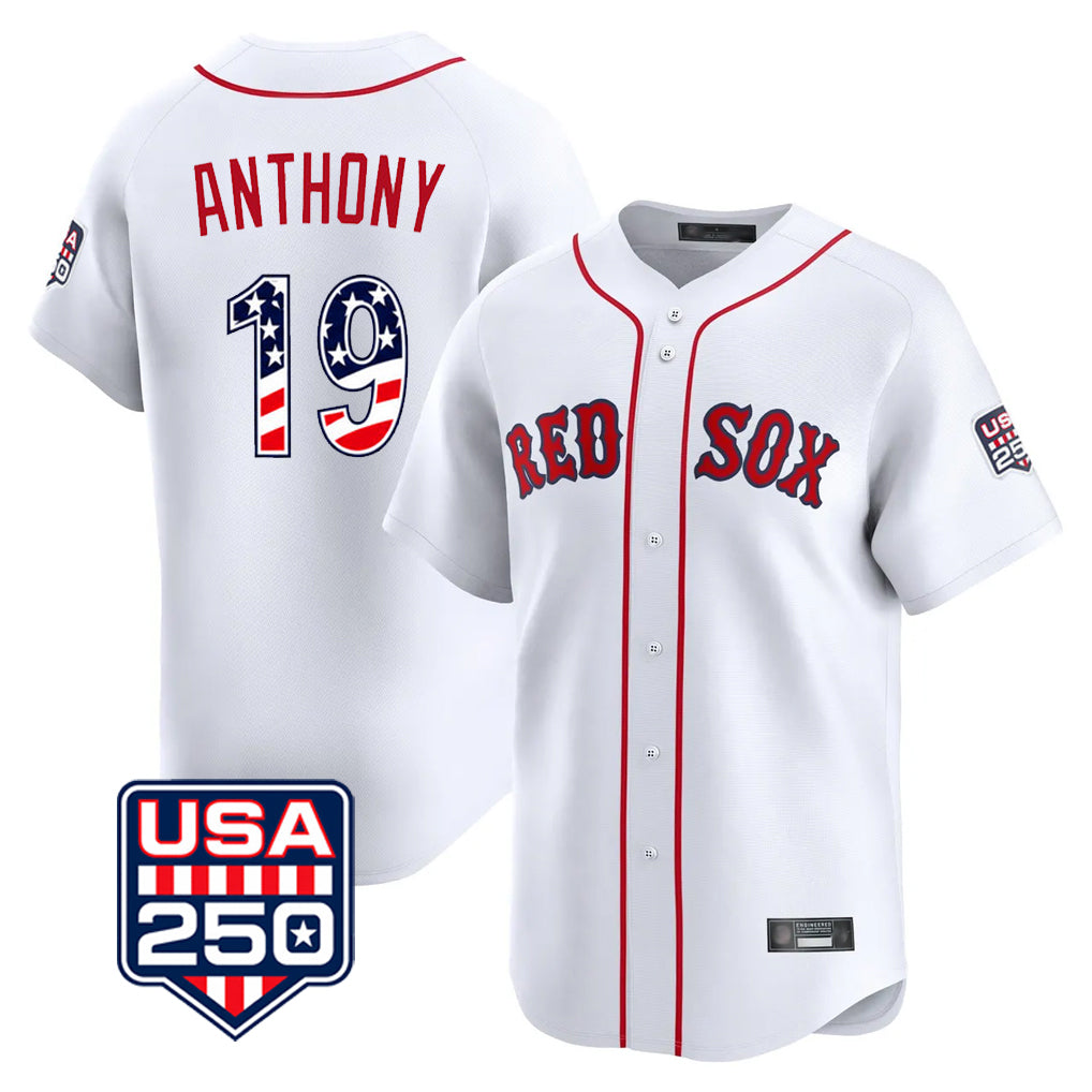 MATTH B.Red Sox #19 Roman Anthony Player White USA 250 Fourth of July Limited Home Game Stitched Jerseys