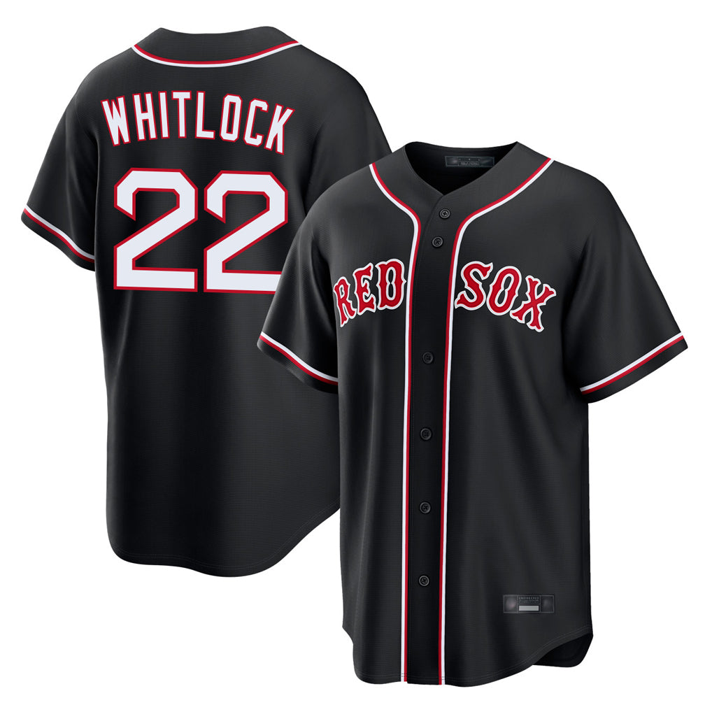 MATTH B.Red Sox #22 Garrett Whitlock Player Black Out Home Game Stitched Jerseys