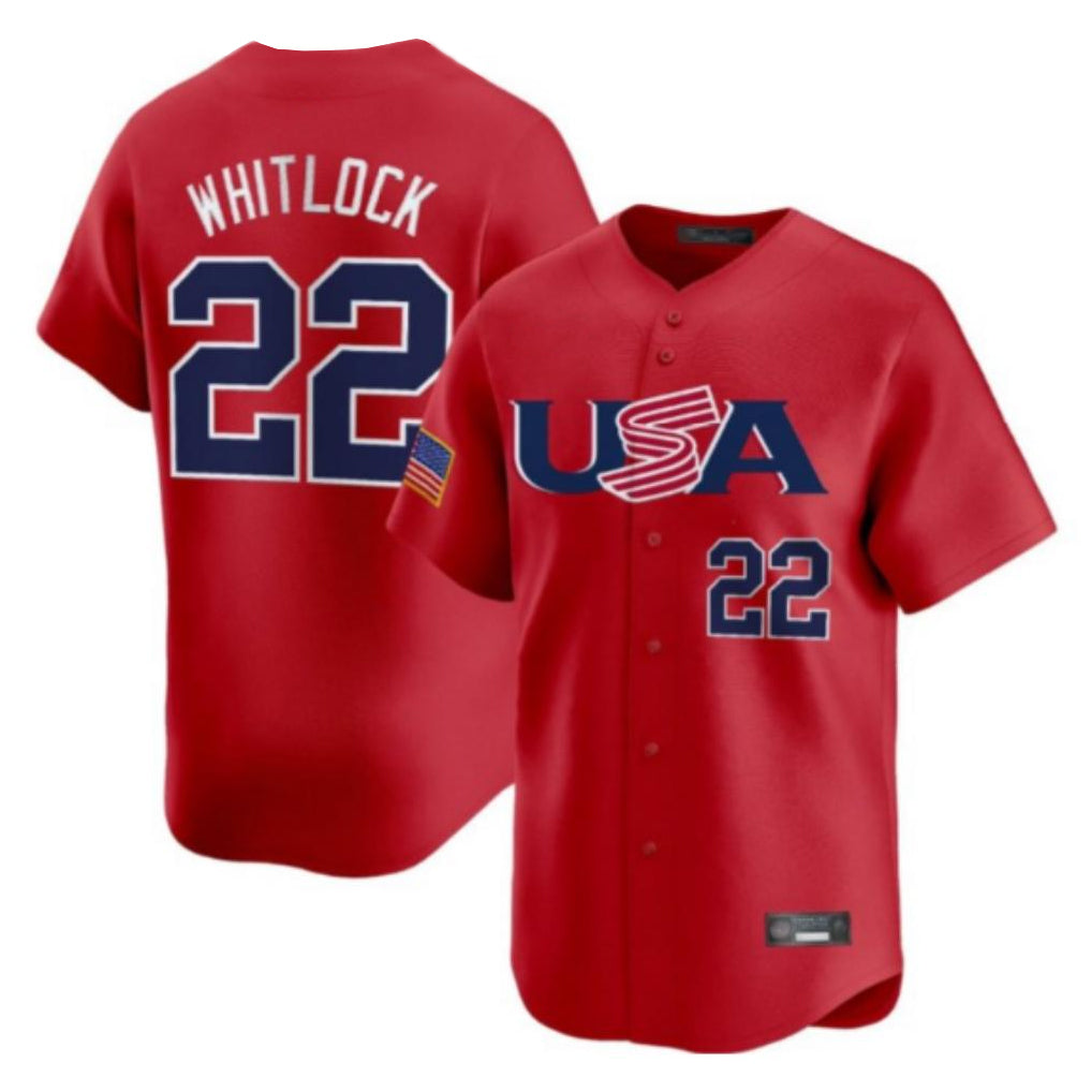 MATTH B.Red Sox #22 Garrett Whitlock Player Red USA World Classic Home Game Stitched Jerseys