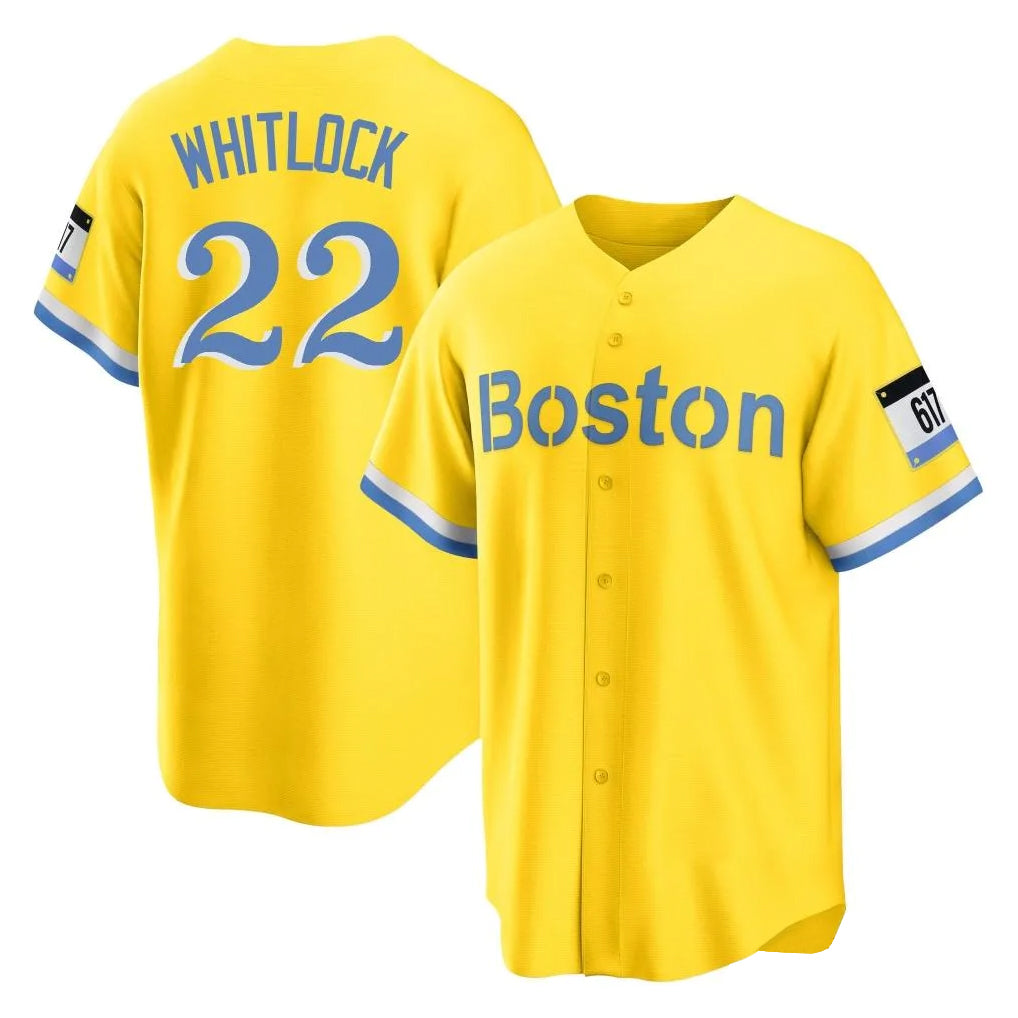 MATTH B.Red Sox #22 Garrett Whitlock Player Yellow Home Game Stitched Jerseys