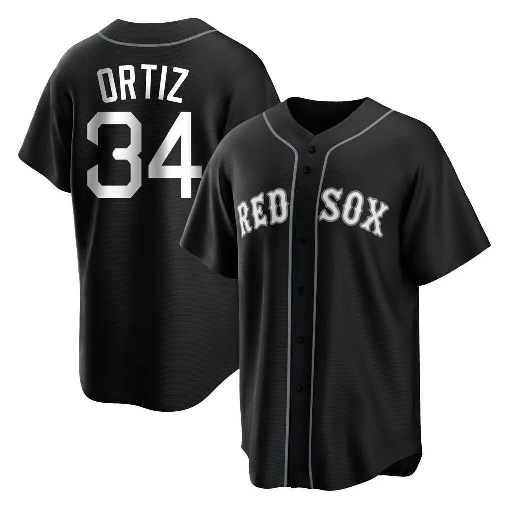 MATTH B.Red Sox #34 David Ortiz Player Black Home Game Stitched Jerseys