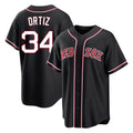 MATTH B.Red Sox #34 David Ortiz Player Black Out Home Game Stitched Jerseys