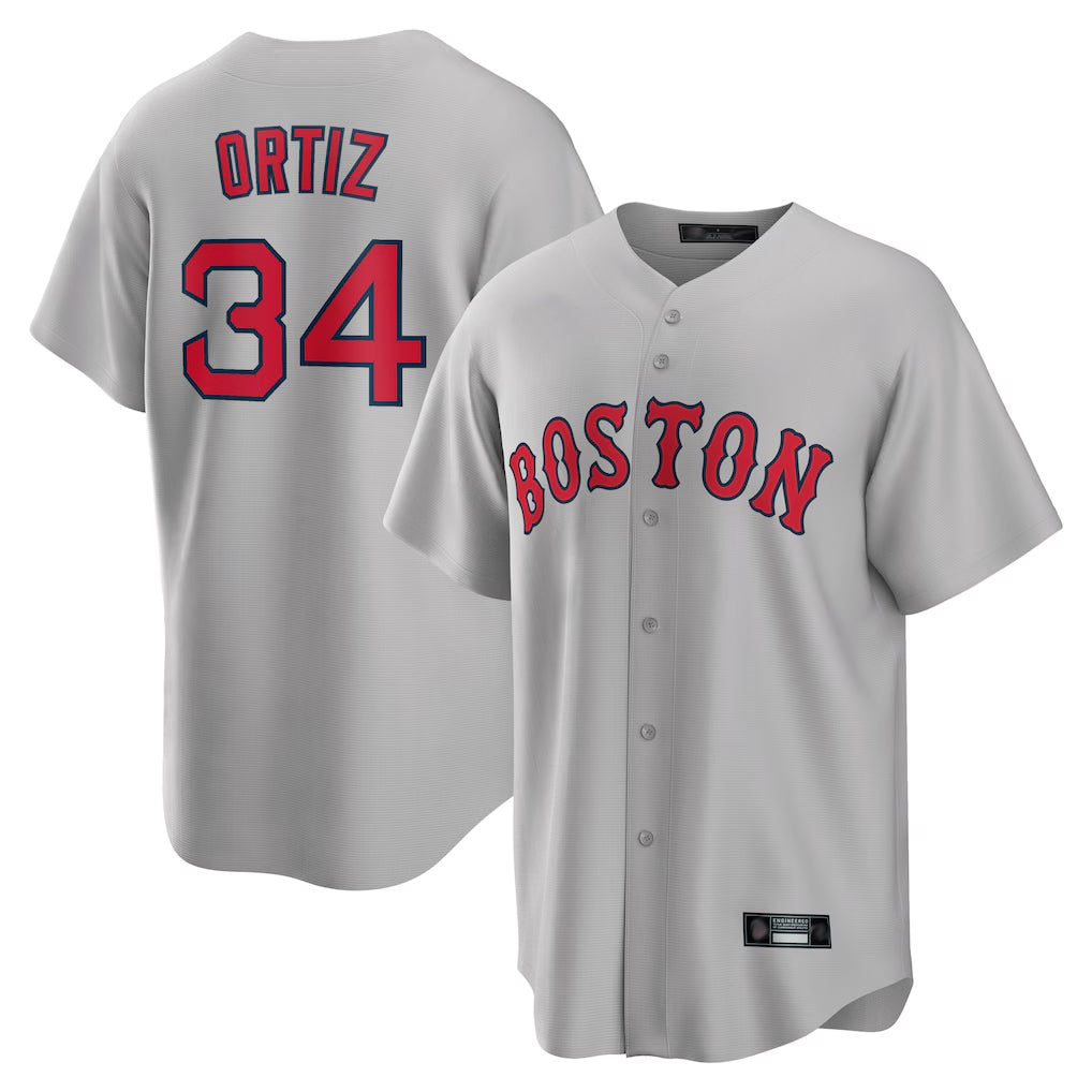 MATTH B.Red Sox #34 David Ortiz Player Gray Road Home Game Stitched Jerseys