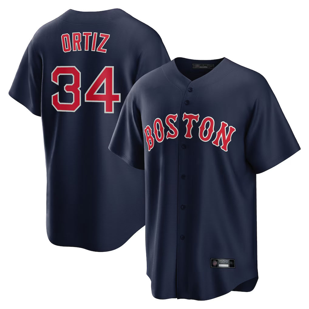 MATTH B.Red Sox #34 David Ortiz Player Navy Home Game Stitched Jerseys