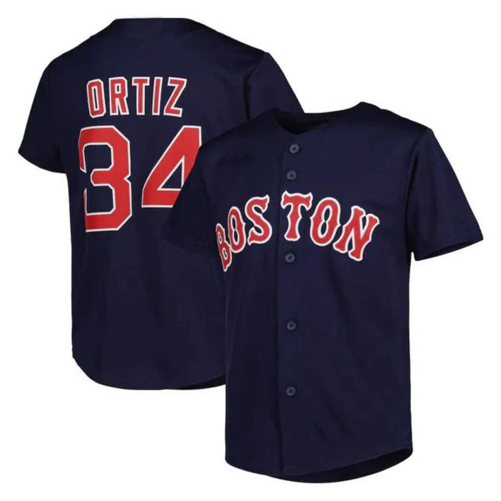 MATTH B.Red Sox #34 David Ortiz Player Navy Mitchell & Ness Cooperstown Collection Mesh Home Stitched Jerseys