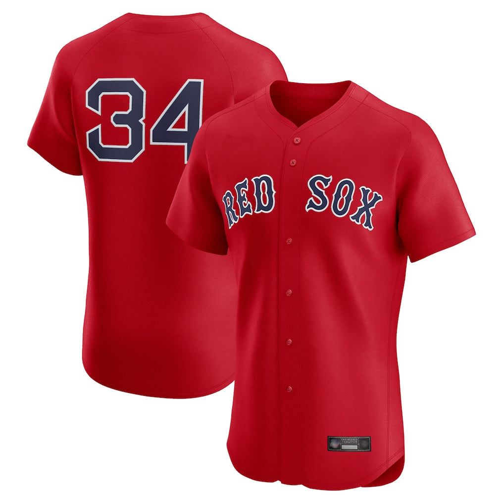 MATTH B.Red Sox #34 David Ortiz Player Red Limited Elite Home Game Stitched Jerseys