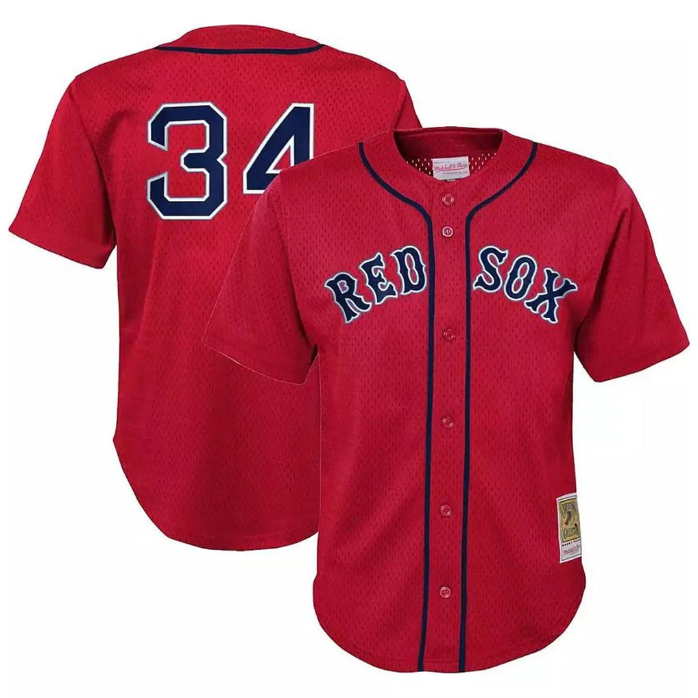 MATTH B.Red Sox #34 David Ortiz Player Red Mitchell & Ness Cooperstown Collection Mesh Home Stitched Jerseys