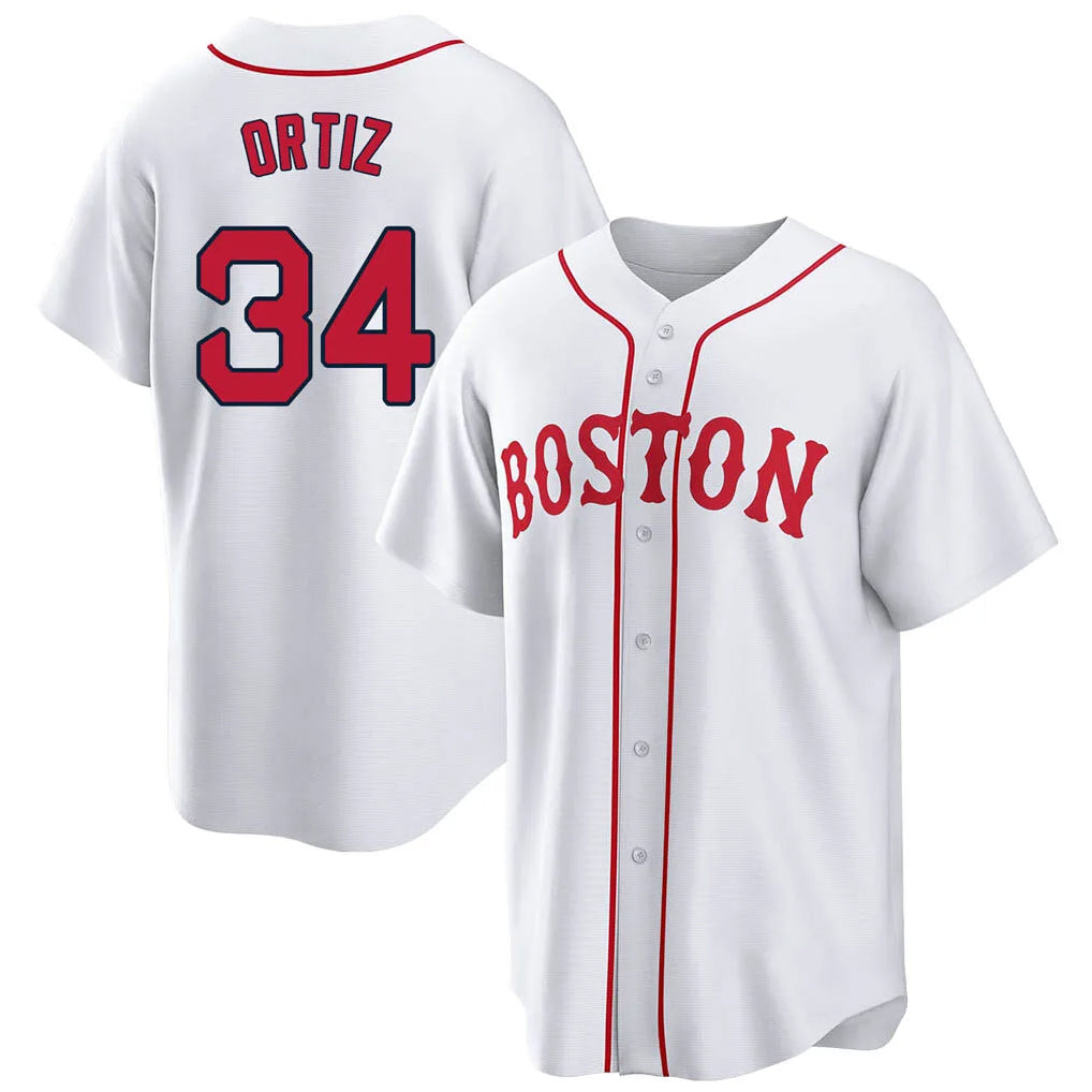 MATTH B.Red Sox #34 David Ortiz Player White Game Home Stitched Jerseys