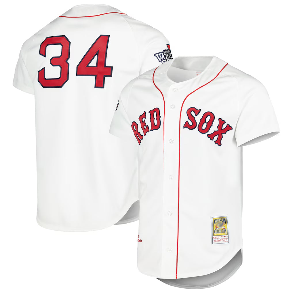 MATTH B.Red Sox #34 David Ortiz Player White Mitchell & Ness Cooperstown Collection Mesh Home Stitched Jerseys