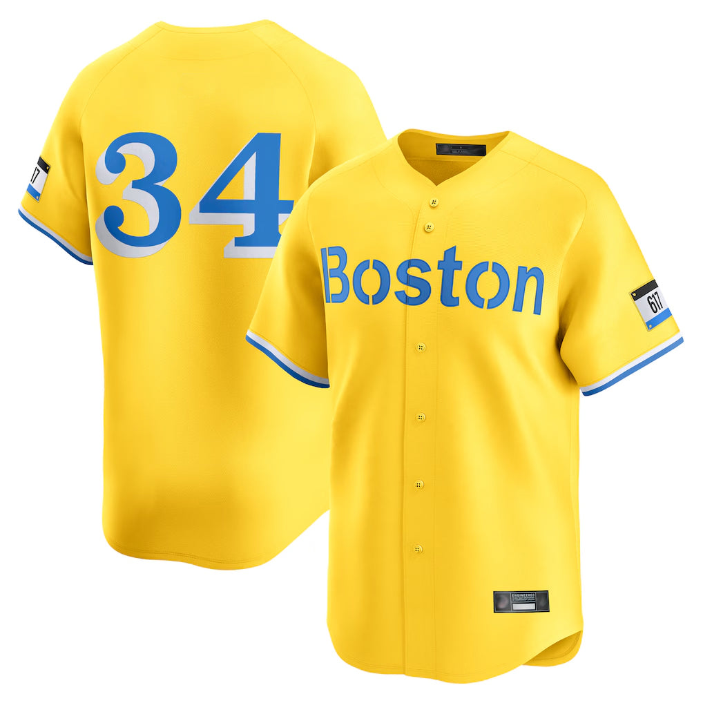 MATTH B.Red Sox #34 David Ortiz Player Yellow Limited Home Game Stitched Jerseys