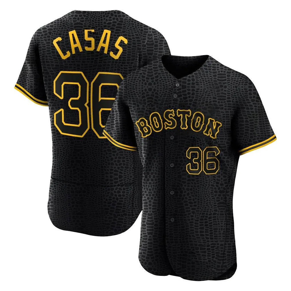 MATTH B.Red Sox #36 Triston Casas Player Black Snake Skin City Limited Elite Home Stitched Jerseys