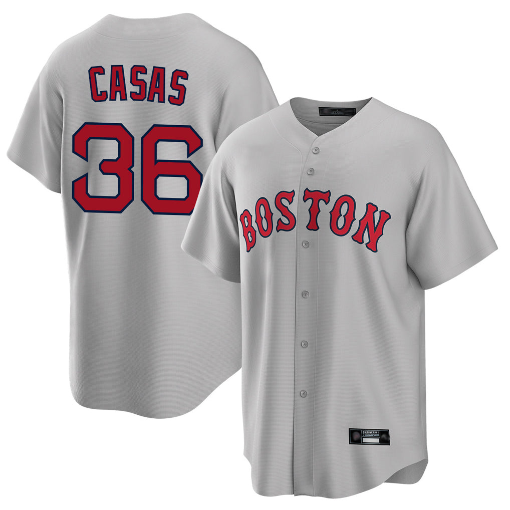MATTH B.Red Sox #36 Triston Casas Player Gray Road Home Game Stitched Jersey