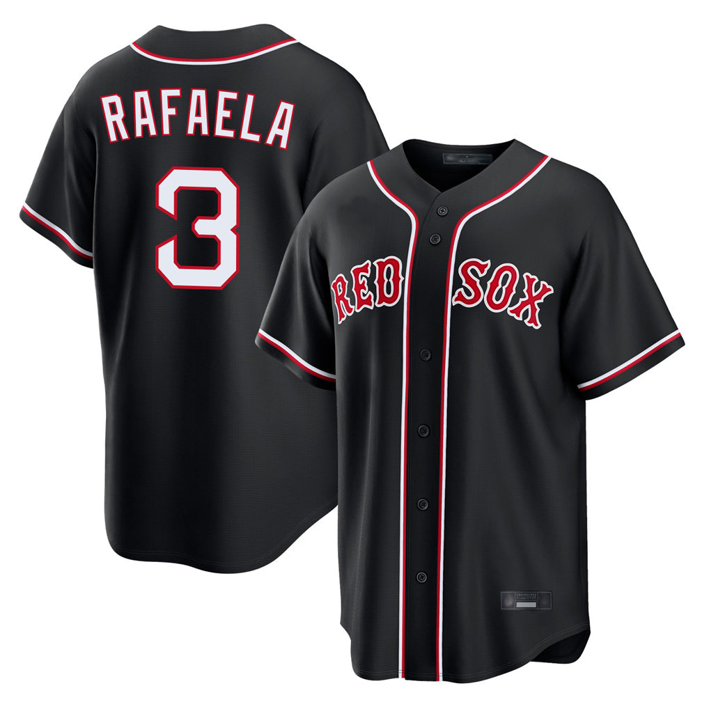 MATTH B.Red Sox #3 Ceddanne Rafaela Player Black Out Home Game Stitched Jerseys