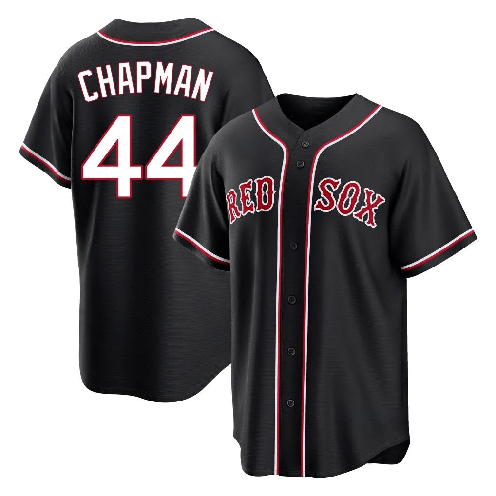 MATTH B.Red Sox #44 Aroldis Chapman Player Black Out Home Game Stitched Jerseys