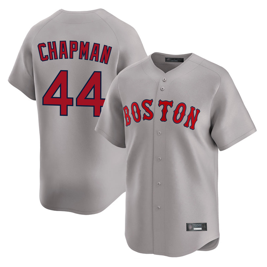 MATTH B.Red Sox #44 Aroldis Chapman Player Gray Road Limited Home Game Stitched Jerseys