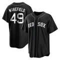 MATTH B.Red Sox #49 Tim Wakefield Player Black Home Game Stitched Jerseys