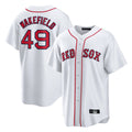 MATTH B.Red Sox #49 Tim Wakefield Player White Home Game Stitched Jerseys