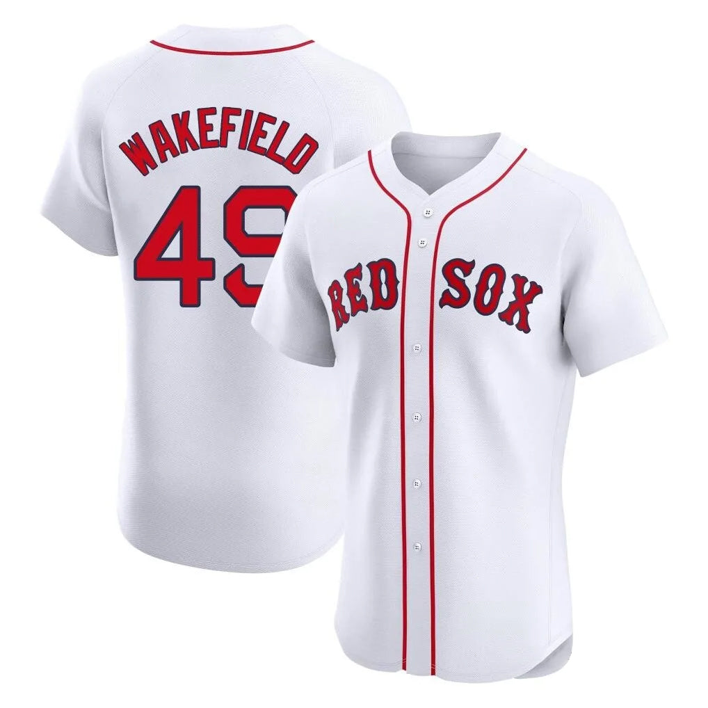 MATTH B.Red Sox #49 Tim Wakefield Player White Limited Elite Home Game Stitched Jerseys