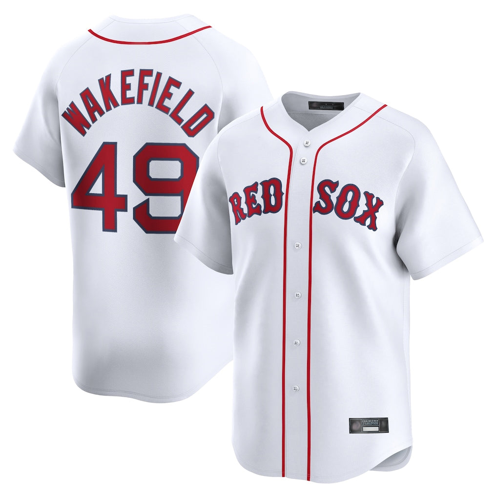 MATTH B.Red Sox #49 Tim Wakefield Player White Limited Home Game Stitched Jerseys