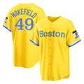 MATTH B.Red Sox #49 Tim Wakefield Player Yellow Home Game Stitched Jerseys