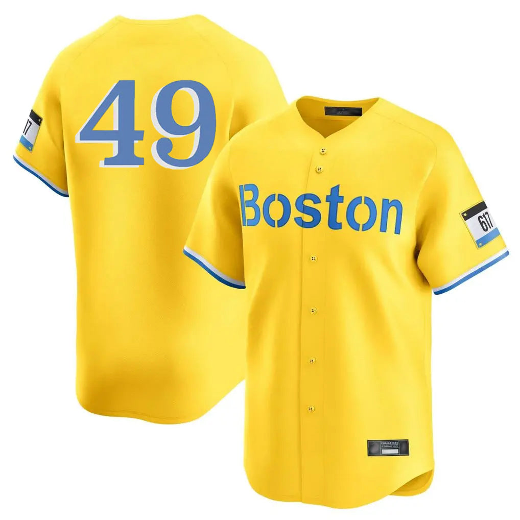 MATTH B.Red Sox #49 Tim Wakefield Player Yellow Limited Home Game Stitched Jerseys