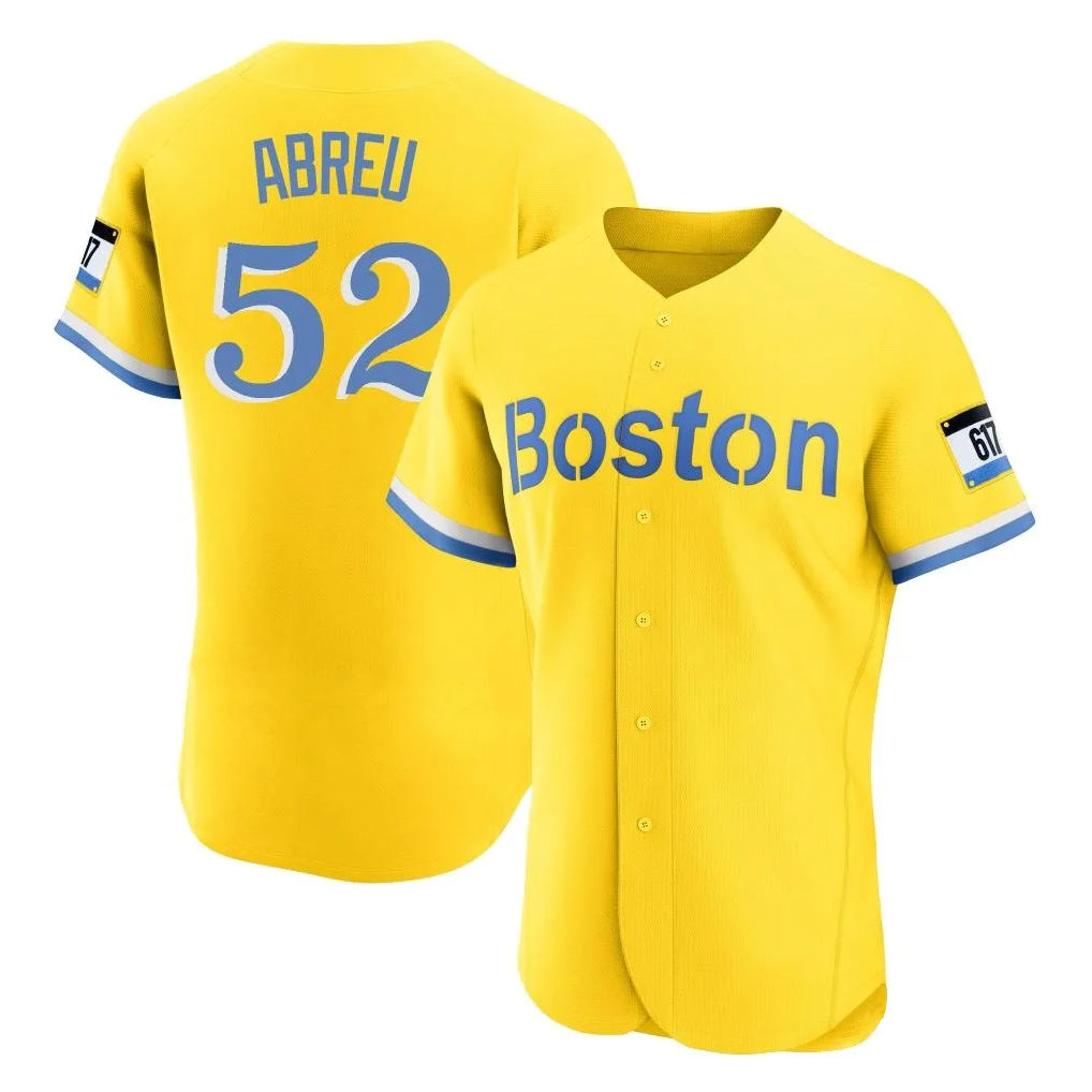 MATTH B.Red Sox #52 Wilyer Abreu Player Yellow Limited Elite Home Game Stitched Jerseys