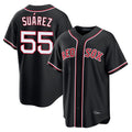 MATTH B.Red Sox #55 Ranger Su¡§¡érez Player Black Out Home Game Stitched Jerseys