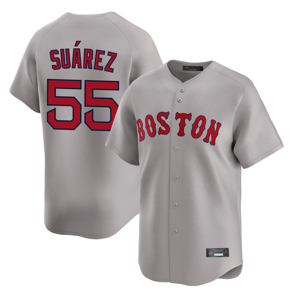 MATTH B.Red Sox #55 Ranger Su¡§¡érez Player Gray Road Limited Home Game Stitched Jerseys