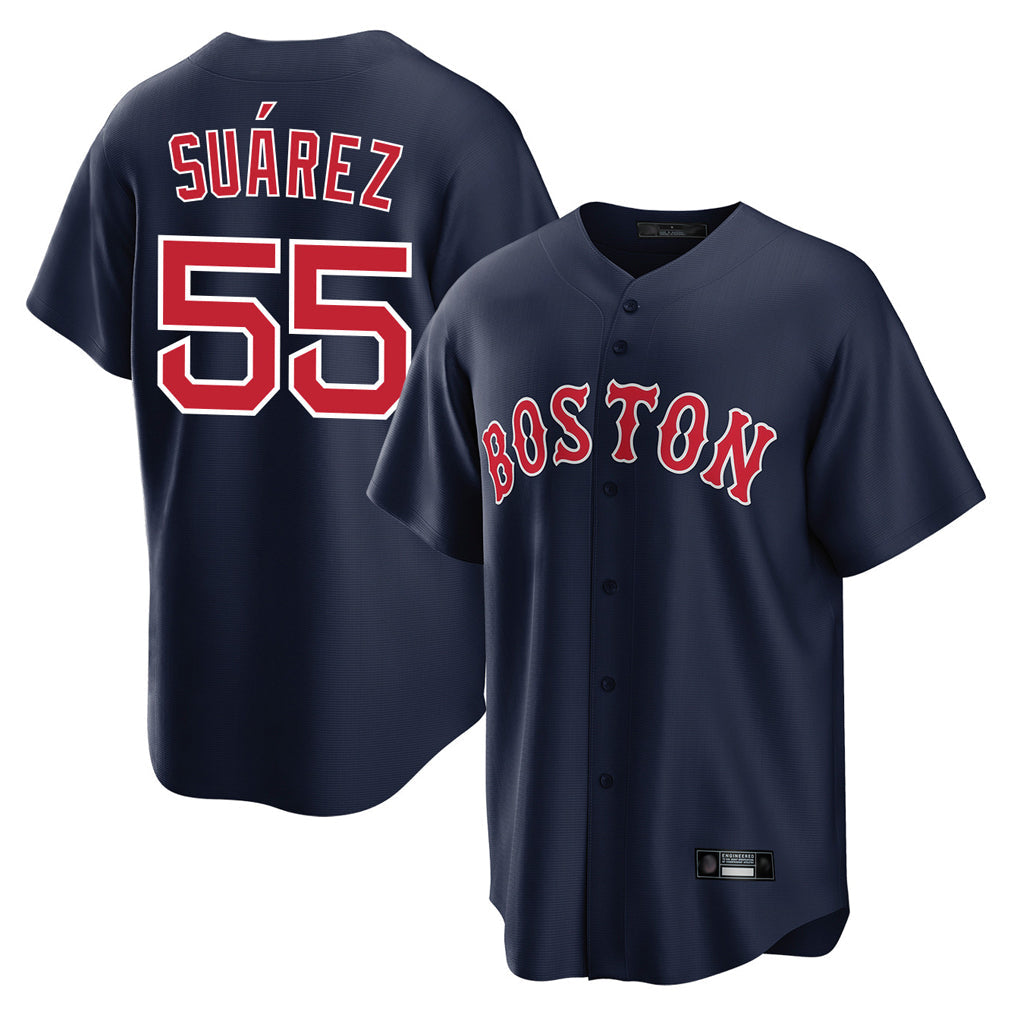 MATTH B.Red Sox #55 Ranger Su¡§¡érez Player Navy Home Game Stitched Jerseys