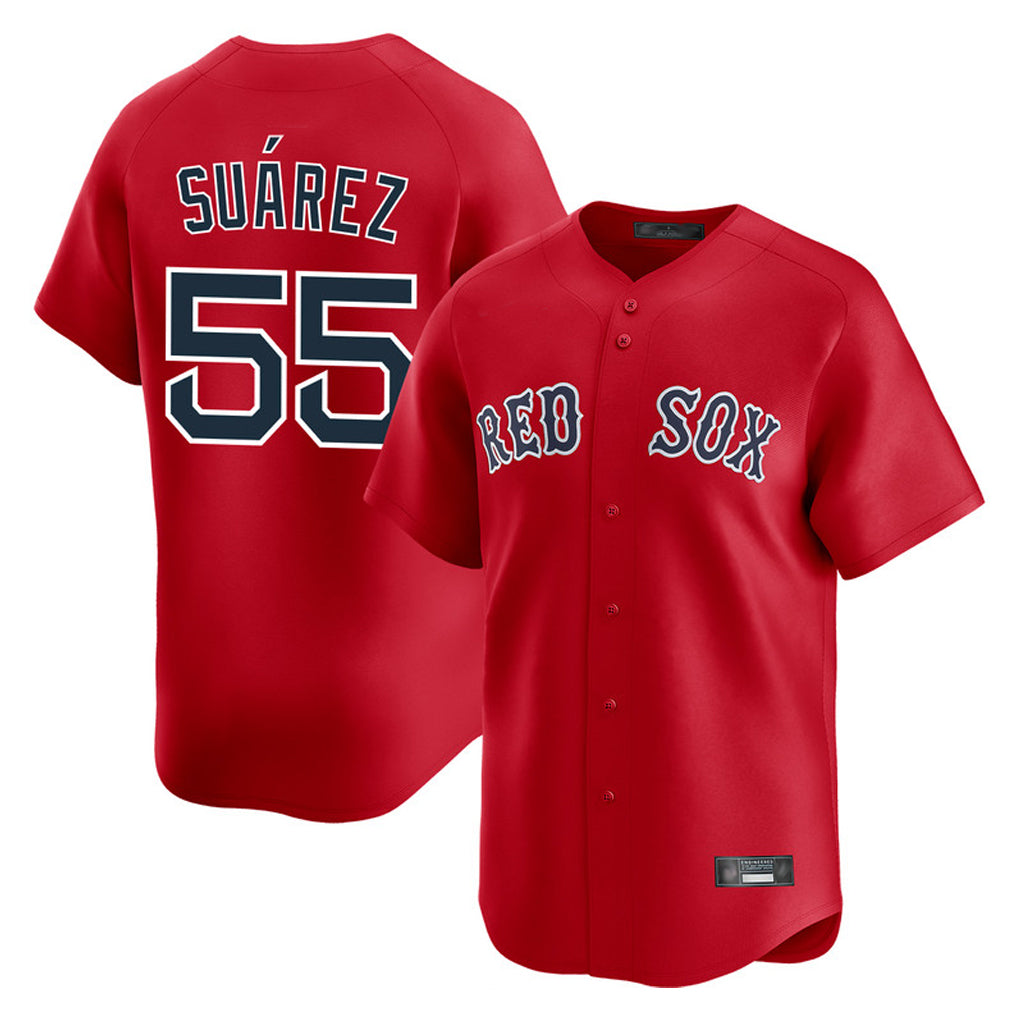 MATTH B.Red Sox #55 Ranger Su¡§¡érez Player Red Limited Home Game Stitched Jerseys