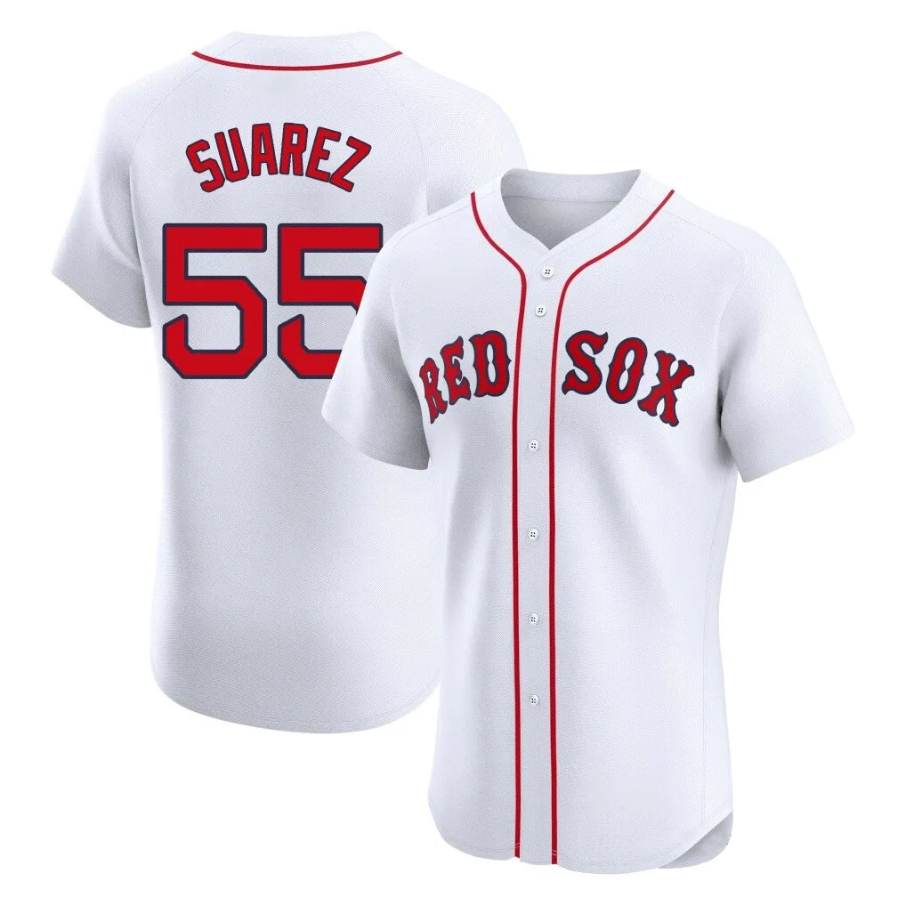 MATTH B.Red Sox #55 Ranger Su¡§¡érez Player White Limited Elite Home Game Stitched Jerseys