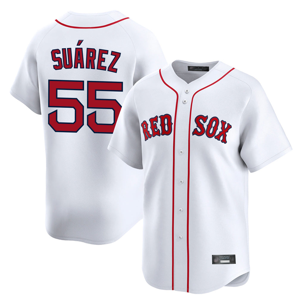 MATTH B.Red Sox #55 Ranger Su¡§¡érez Player White Limited Home Game Stitched Jerseys